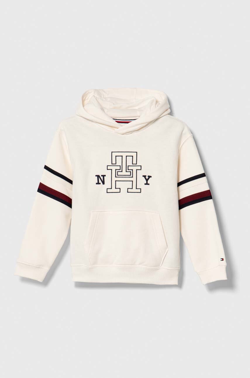 

Детская кофта Tommy Hilfiger цвет белый с капюшоном с аппликацией