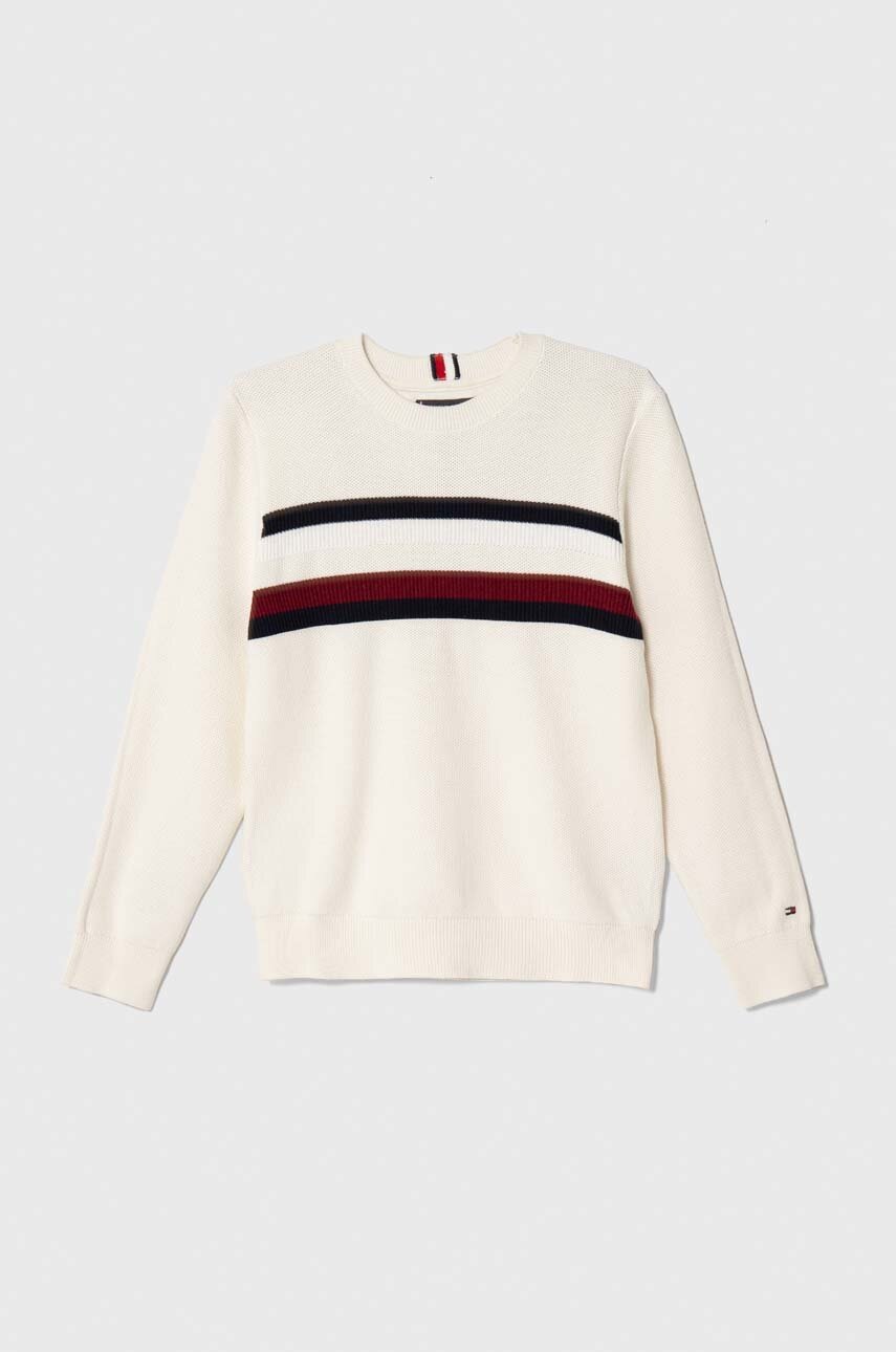 

Детски памучен пуловер Tommy Hilfiger в бяло, Бял
