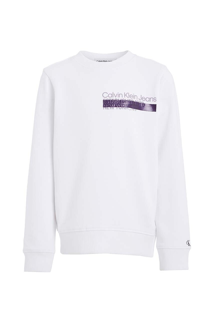Детская кофта Calvin Klein Jeans цвет белый с принтом