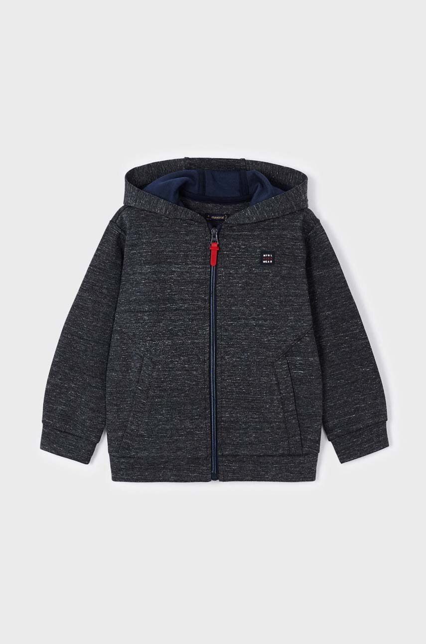 Детская кофта Mayoral цвет серый с капюшоном однотонная Детская кофта Mayoral цвет серый с капюшоном однотонная