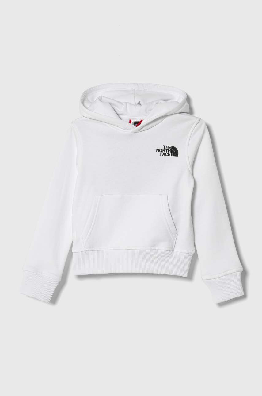 The North Face hanorac de bumbac pentru copii B GRAPHIC HOODIE 1 culoarea alb, cu glugă, cu imprimeu