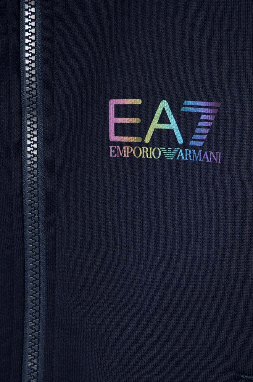 EA7 Emporio Armani Bluza Copii Culoarea Albastru Marin, Cu Glugă, Cu Imprimeu