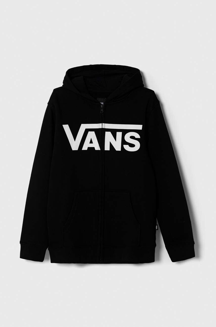 Vans bluza copii VANS CLASSIC FZ culoarea negru, cu glugă, cu imprimeu