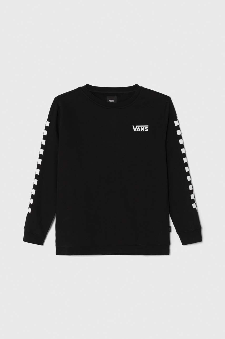 Vans bluza copii EXPOSITION CHECK CREW VN0008CBBLK1 culoarea negru, modelator