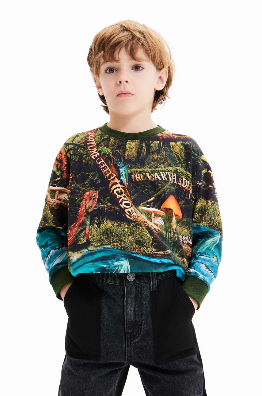 

Детская хлопковая кофта Desigual цвет чёрный узор