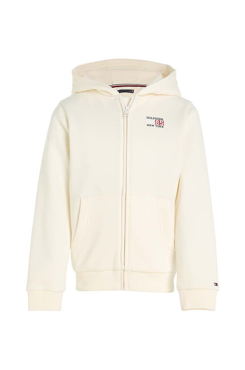 

Детская кофта Tommy Hilfiger цвет бежевый с капюшоном однотонная