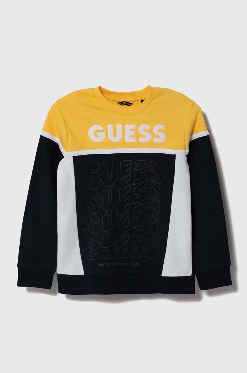

Дитяча бавовняна кофта Guess колір синій візерунок