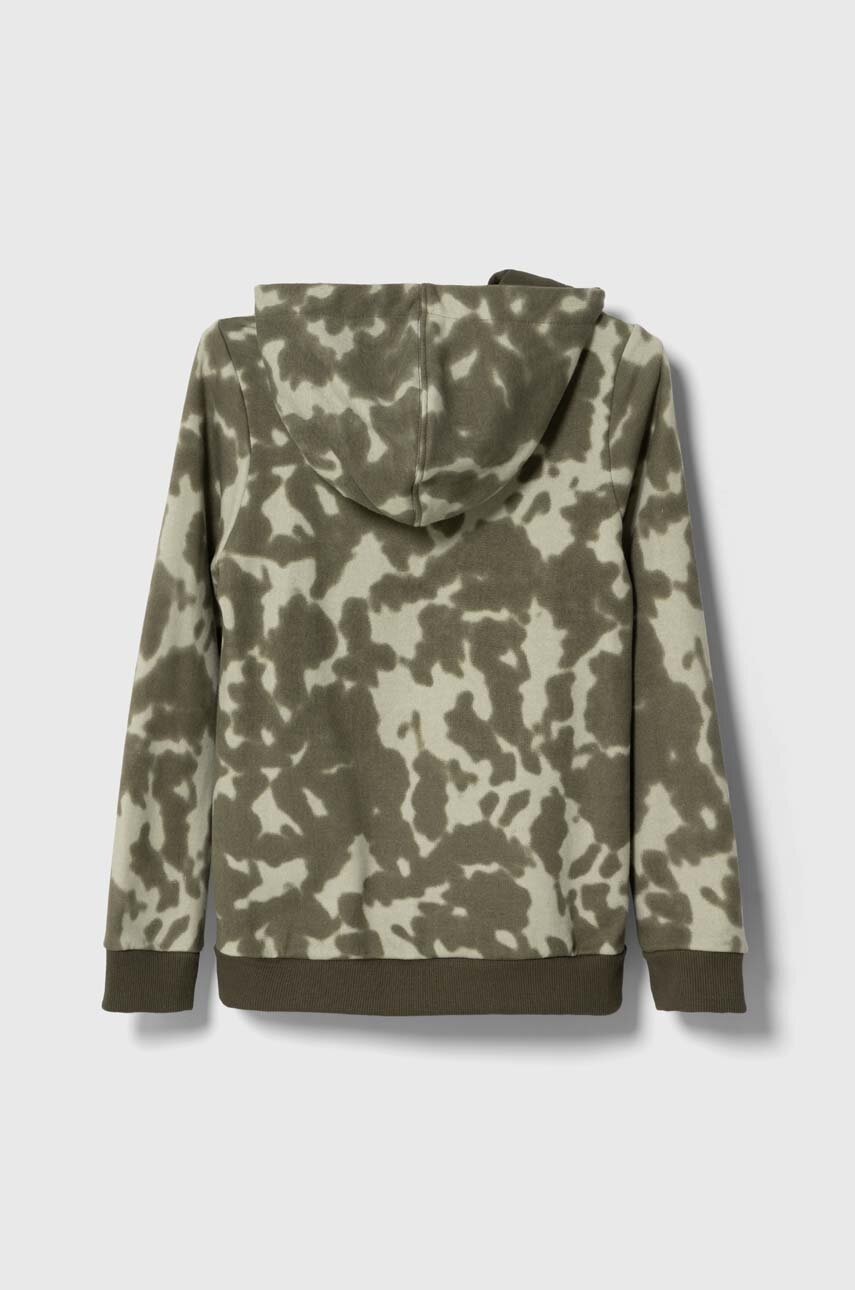 Дитяча бавовняна кофта Guess колір зелений з капюшоном візерунок