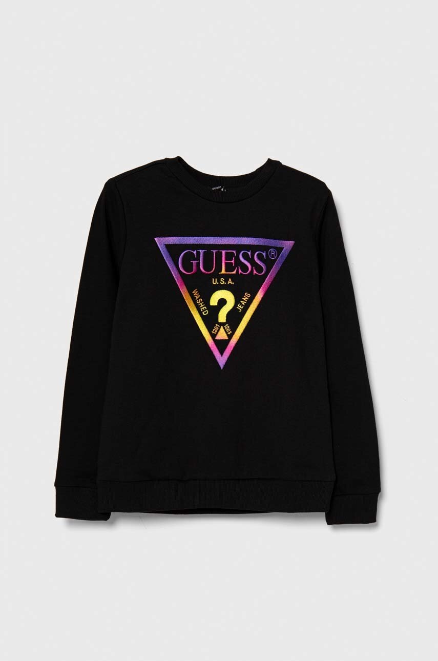 

Детская хлопковая кофта Guess цвет чёрный с аппликацией
