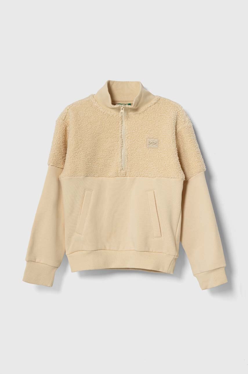 United Colors of Benetton bluza copii culoarea bej, neted