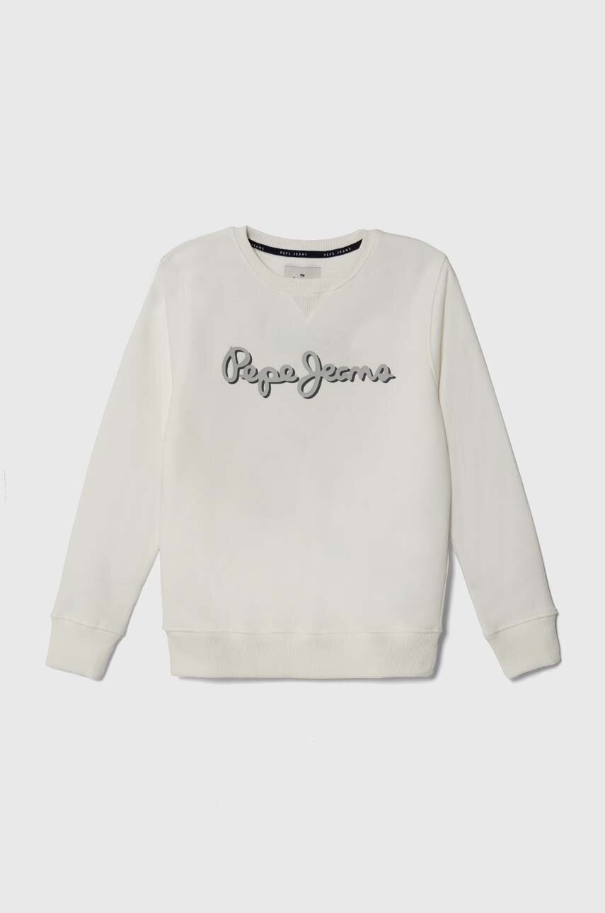 Pepe Jeans bluza copii culoarea alb, cu imprimeu