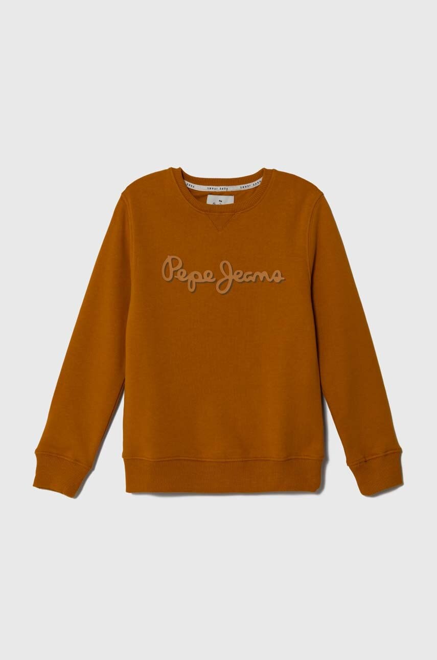 Dětská mikina Pepe Jeans oranžová barva, s potiskem - oranžová - 63 % Polyester