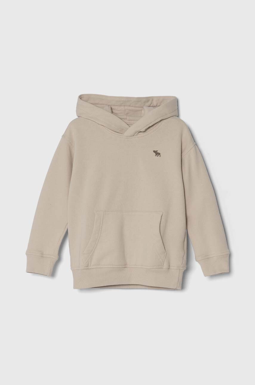 

Детски суичър Abercrombie & Fitch в сиво с качулка с изчистен дизайн, Сив