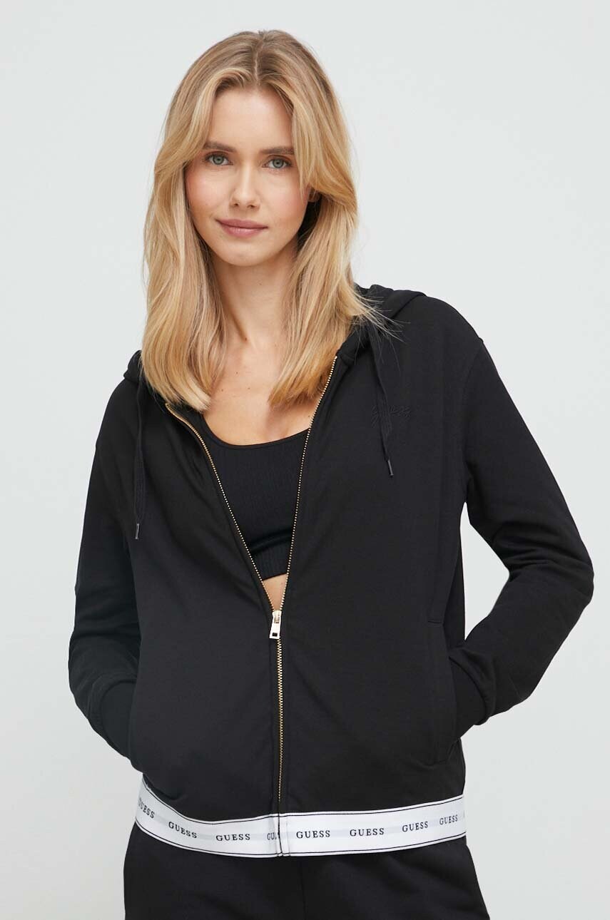 

Кофта Guess женская цвет чёрный с капюшоном меланж