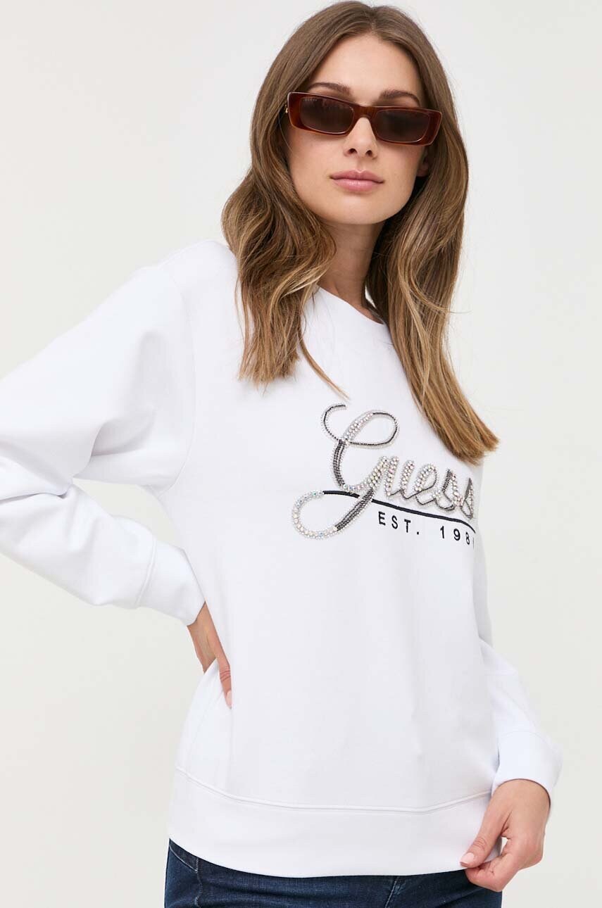 

Кофта Guess женская цвет белый с аппликацией