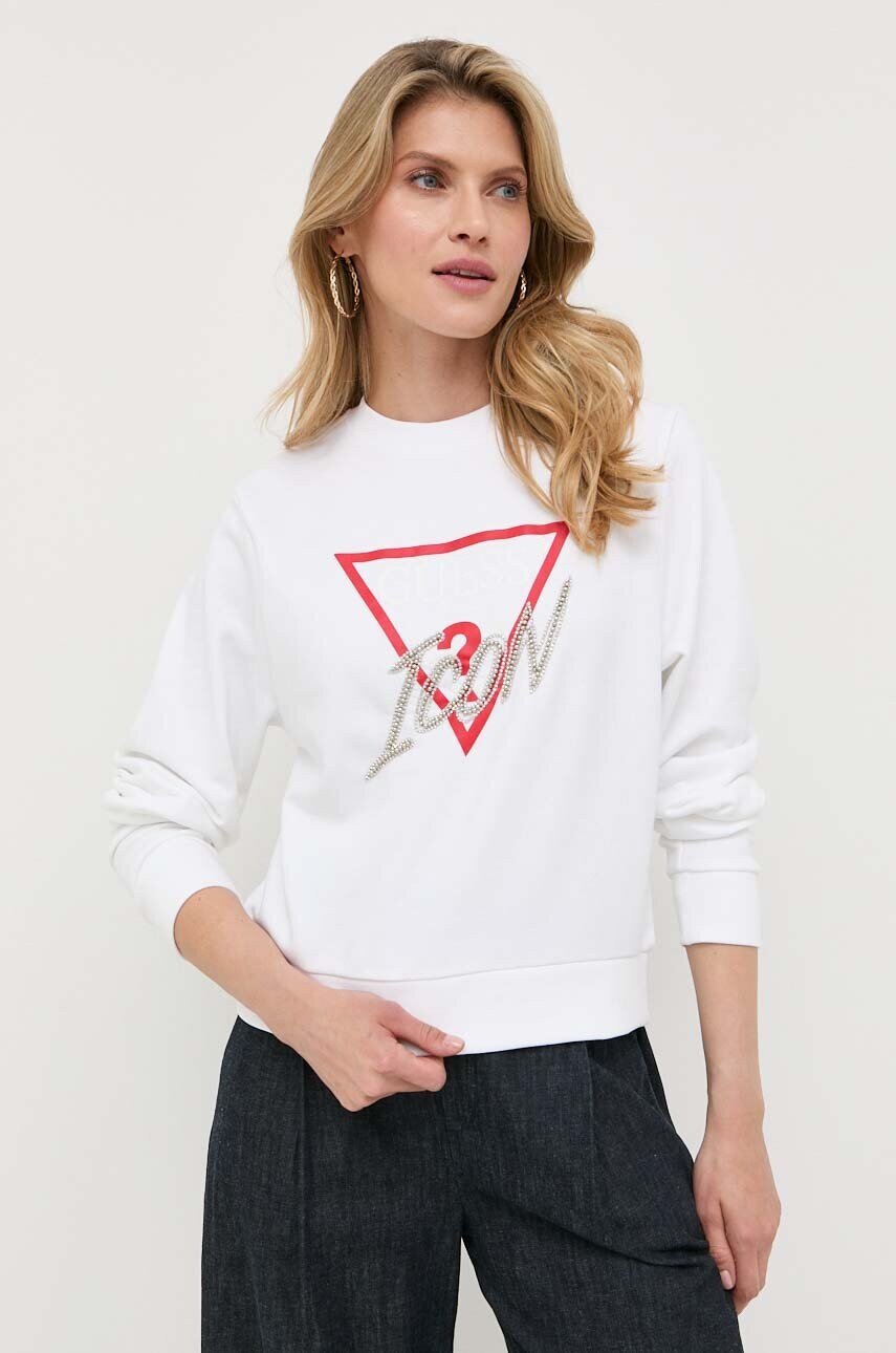 

Кофта Guess женская цвет белый с принтом