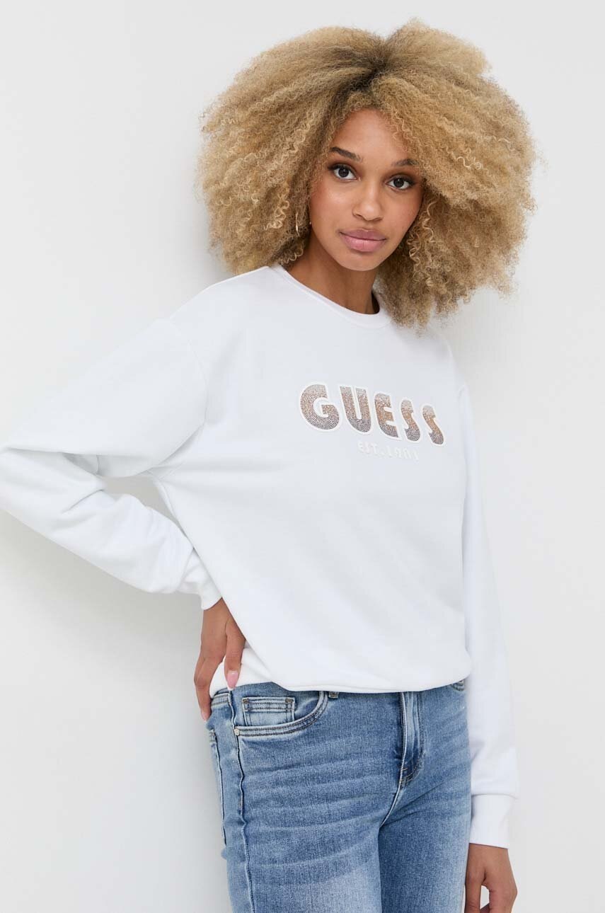 

Кофта Guess жіноча колір білий з аплікацією