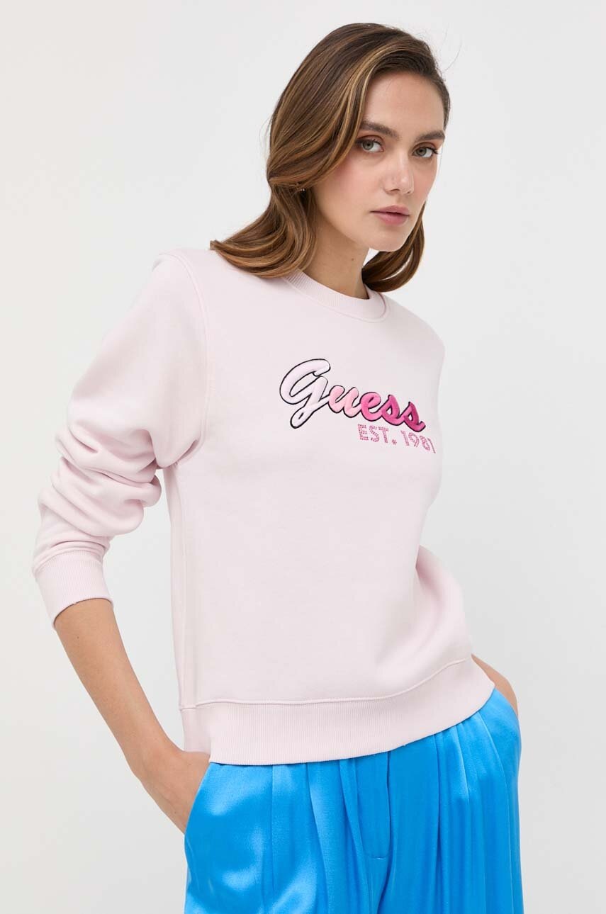

Кофта Guess женская цвет розовый с аппликацией