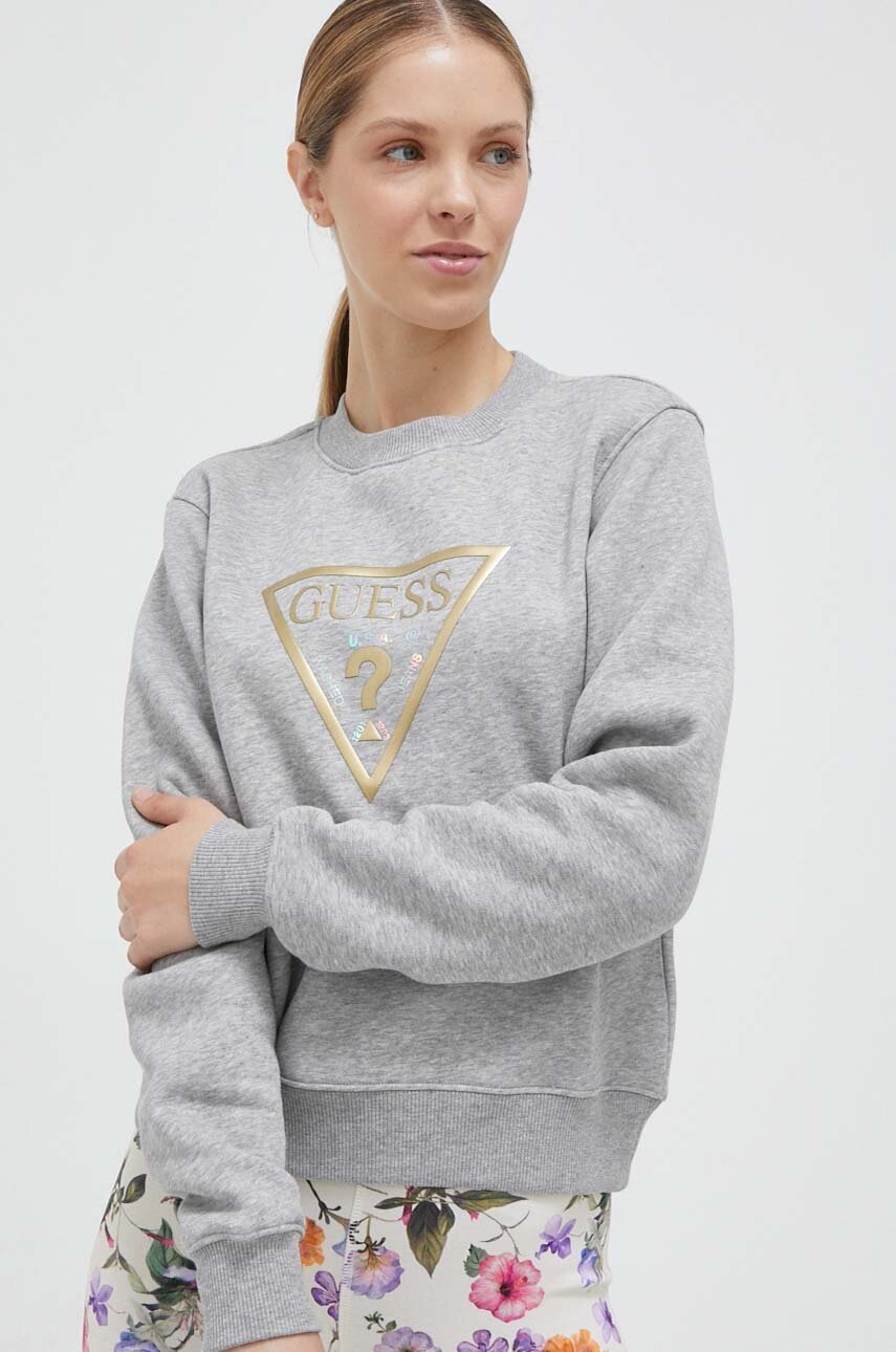 

Суичър Guess в сиво с принт, Сив