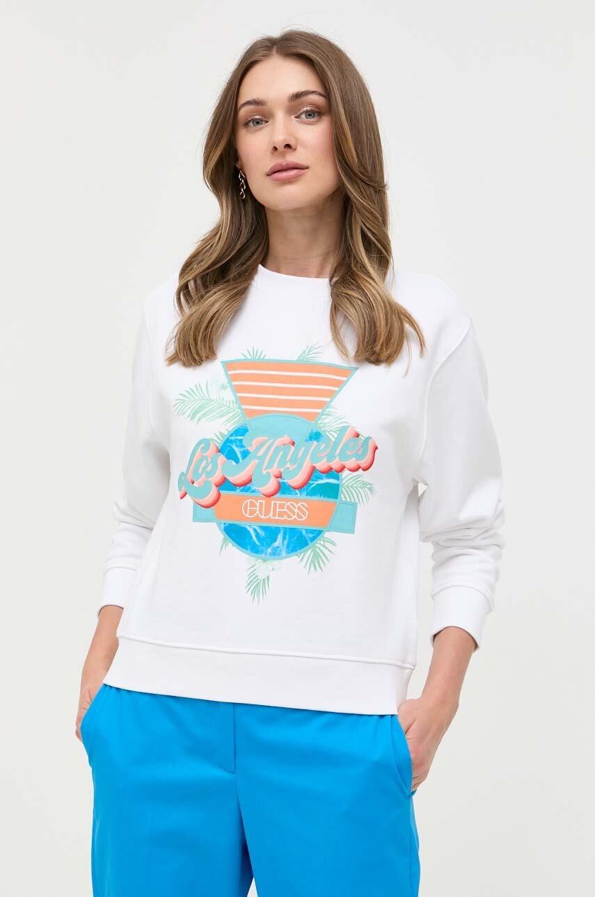 

Хлопковая кофта Guess женская цвет белый узор