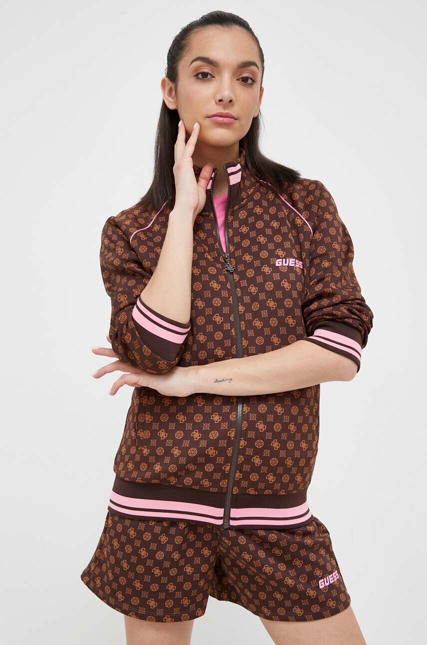 

Кофта Guess жіноча колір коричневий візерунок