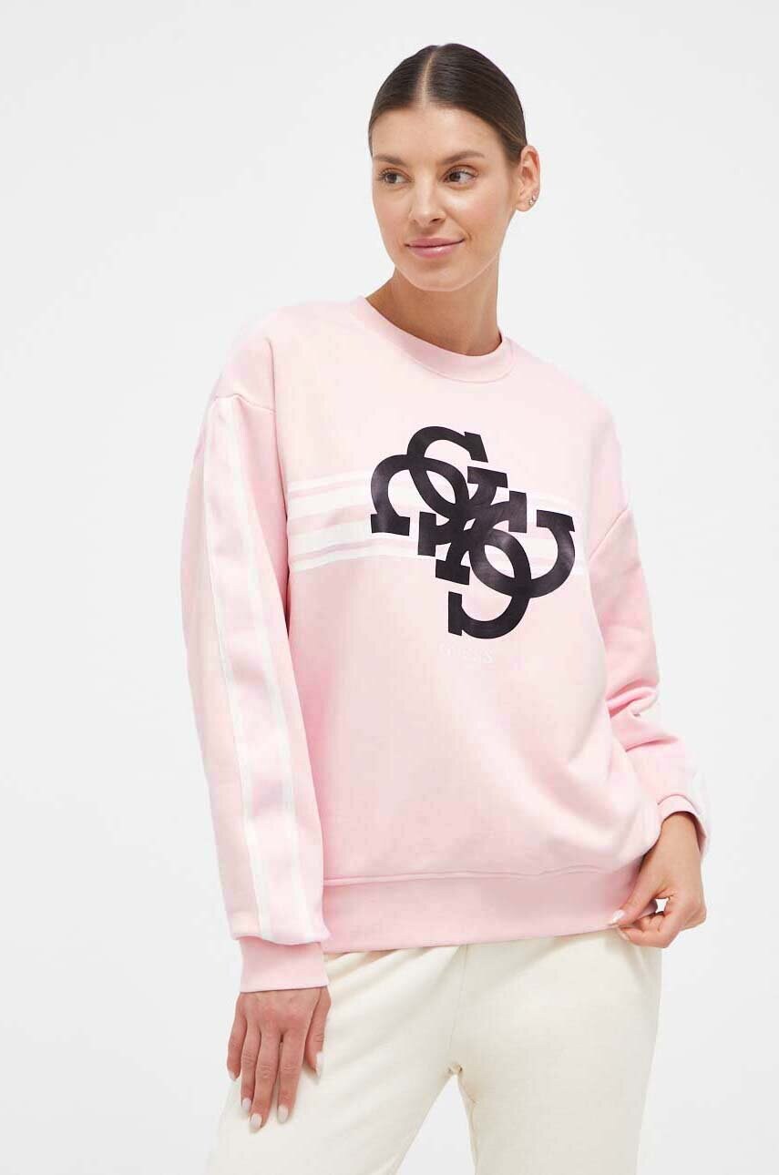 

Кофта Guess женская цвет розовый с принтом