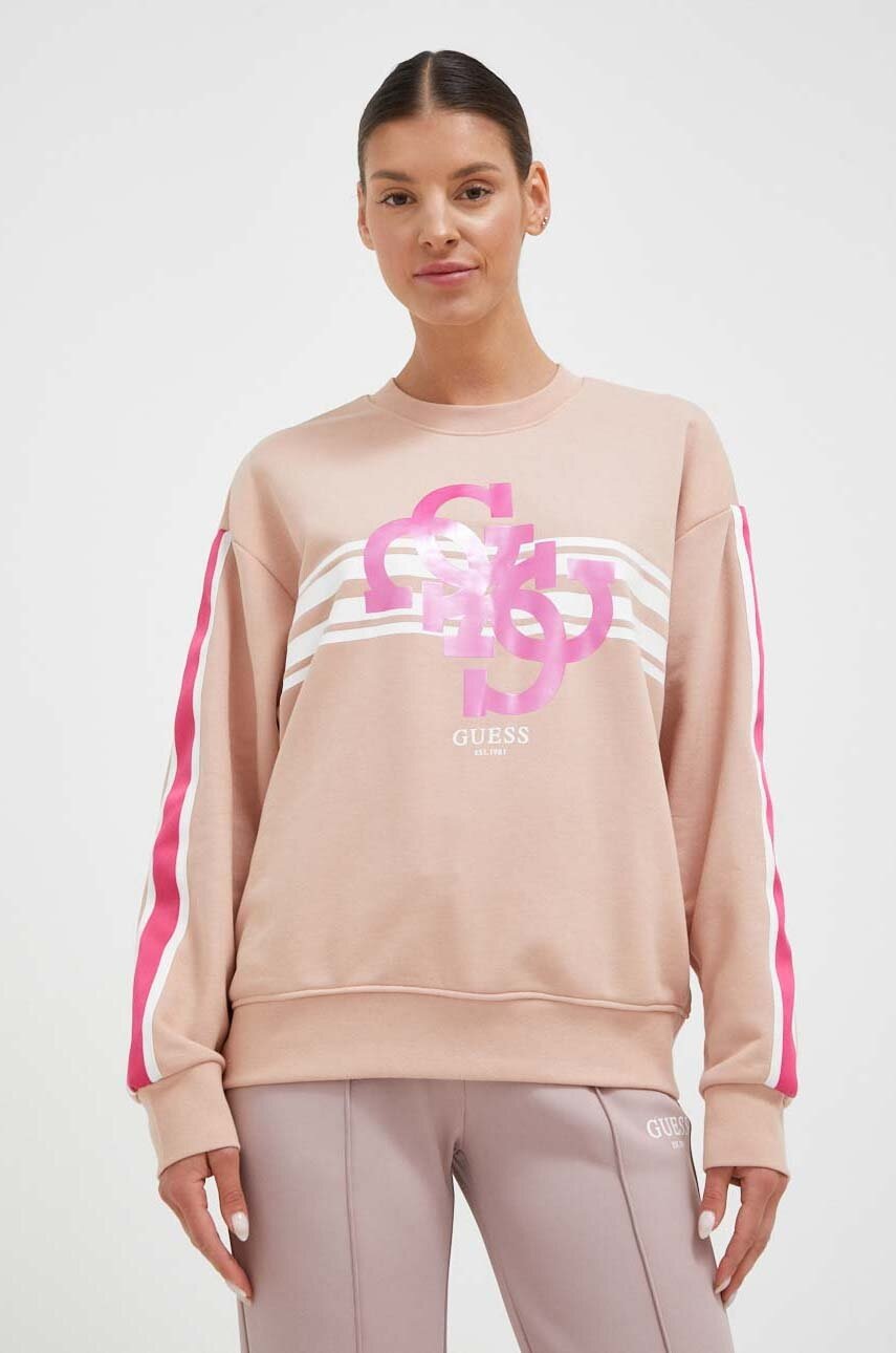 

Кофта Guess жіноча колір коричневий з принтом