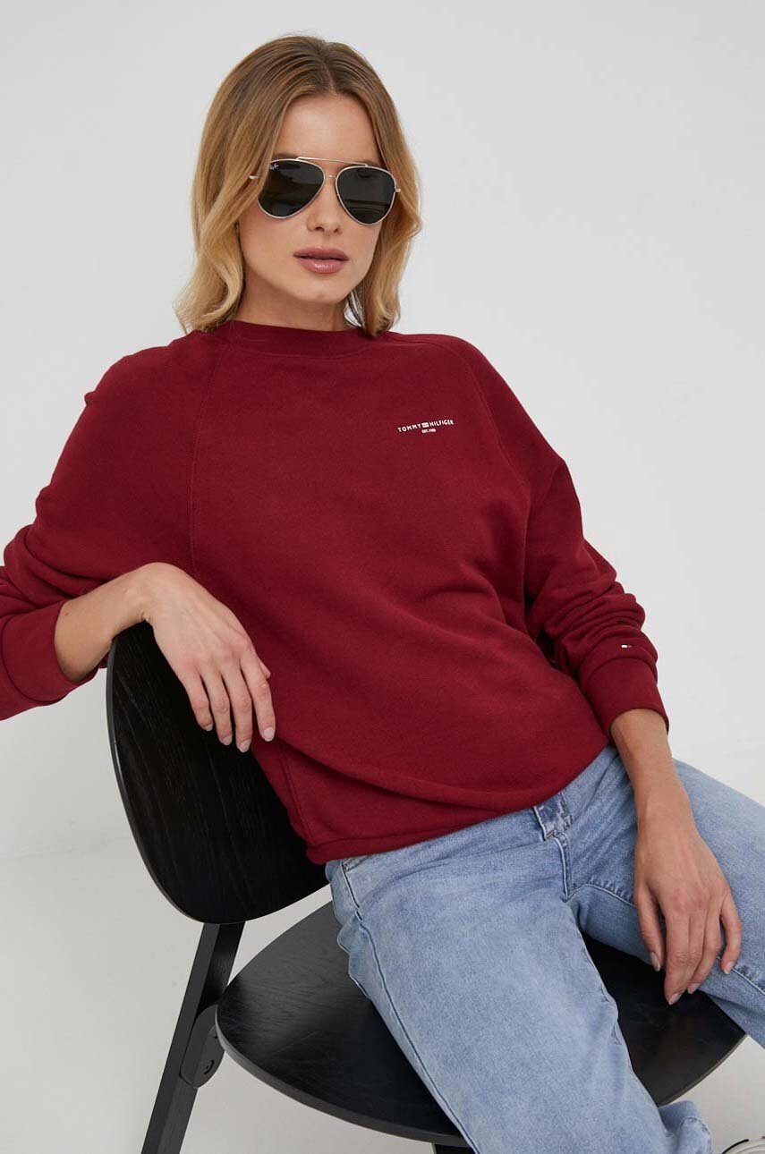 

Кофта Tommy Hilfiger жіноча колір бордовий однотонна