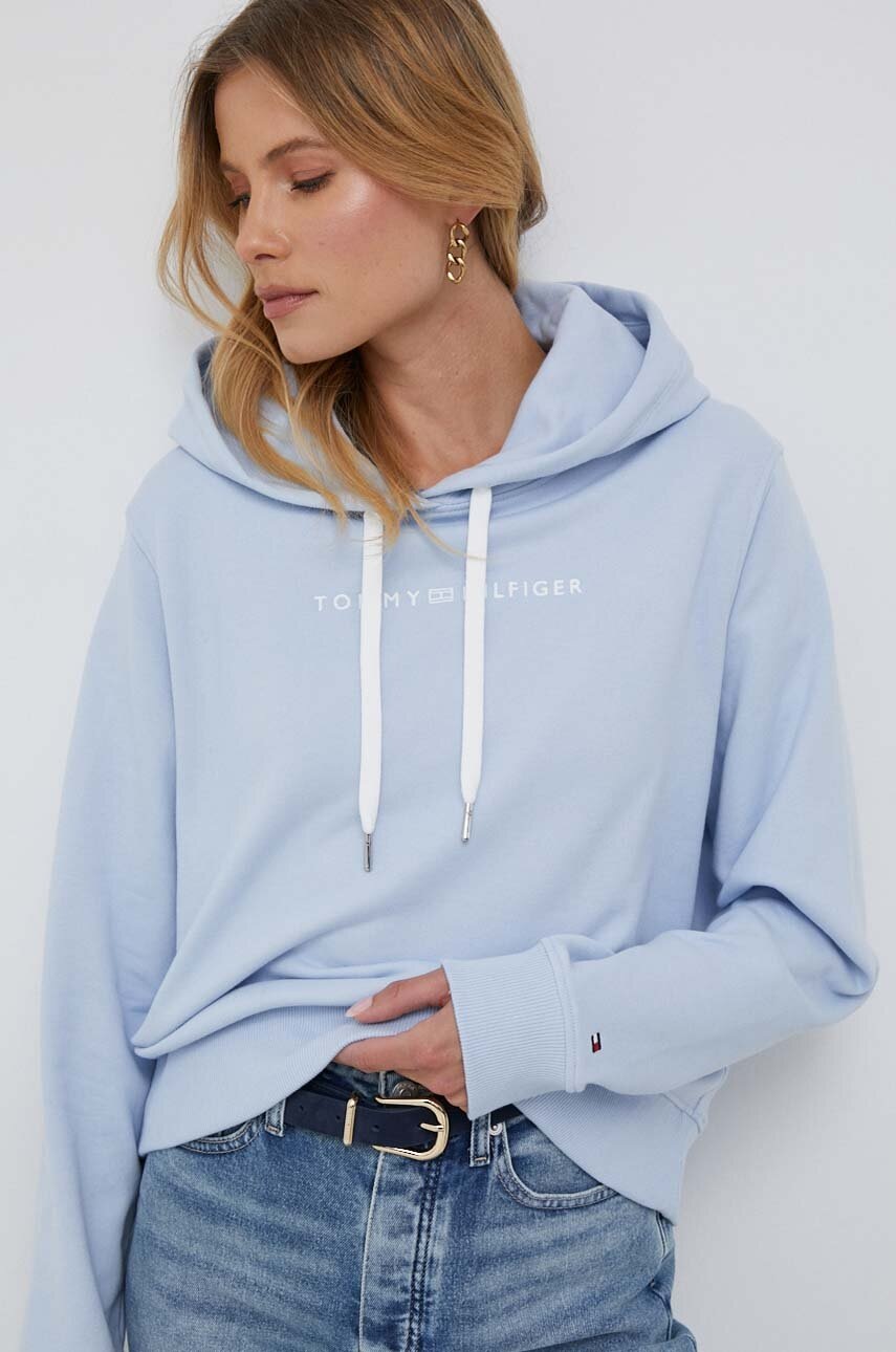 

Хлопковая кофта Tommy Hilfiger женская с капюшоном с аппликацией