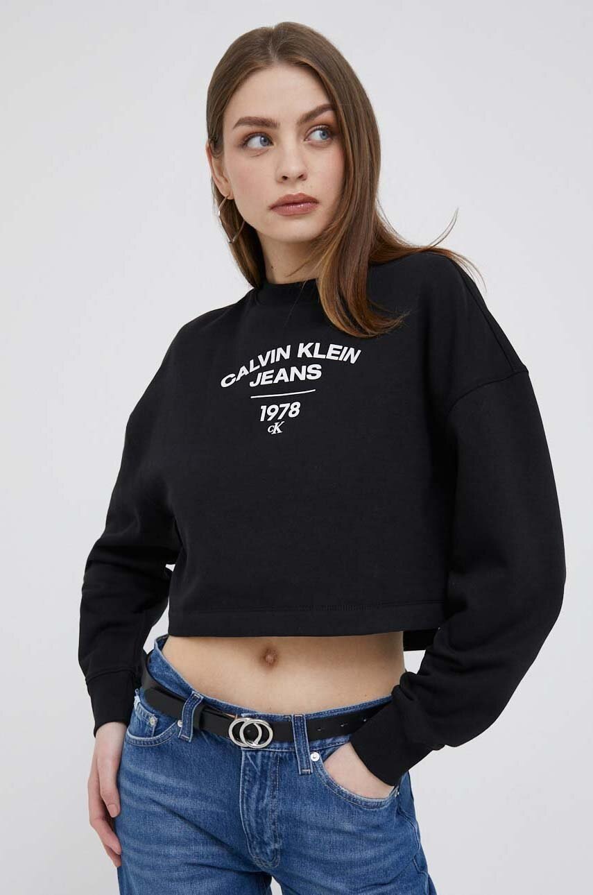

Суичър Calvin Klein Jeans в черно с принт, Черен