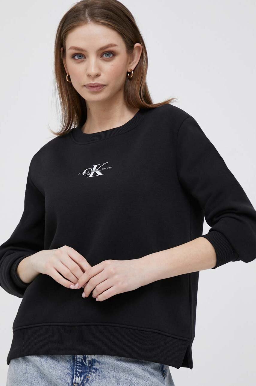 

Суичър Calvin Klein Jeans в черно с изчистен дизайн, Черен