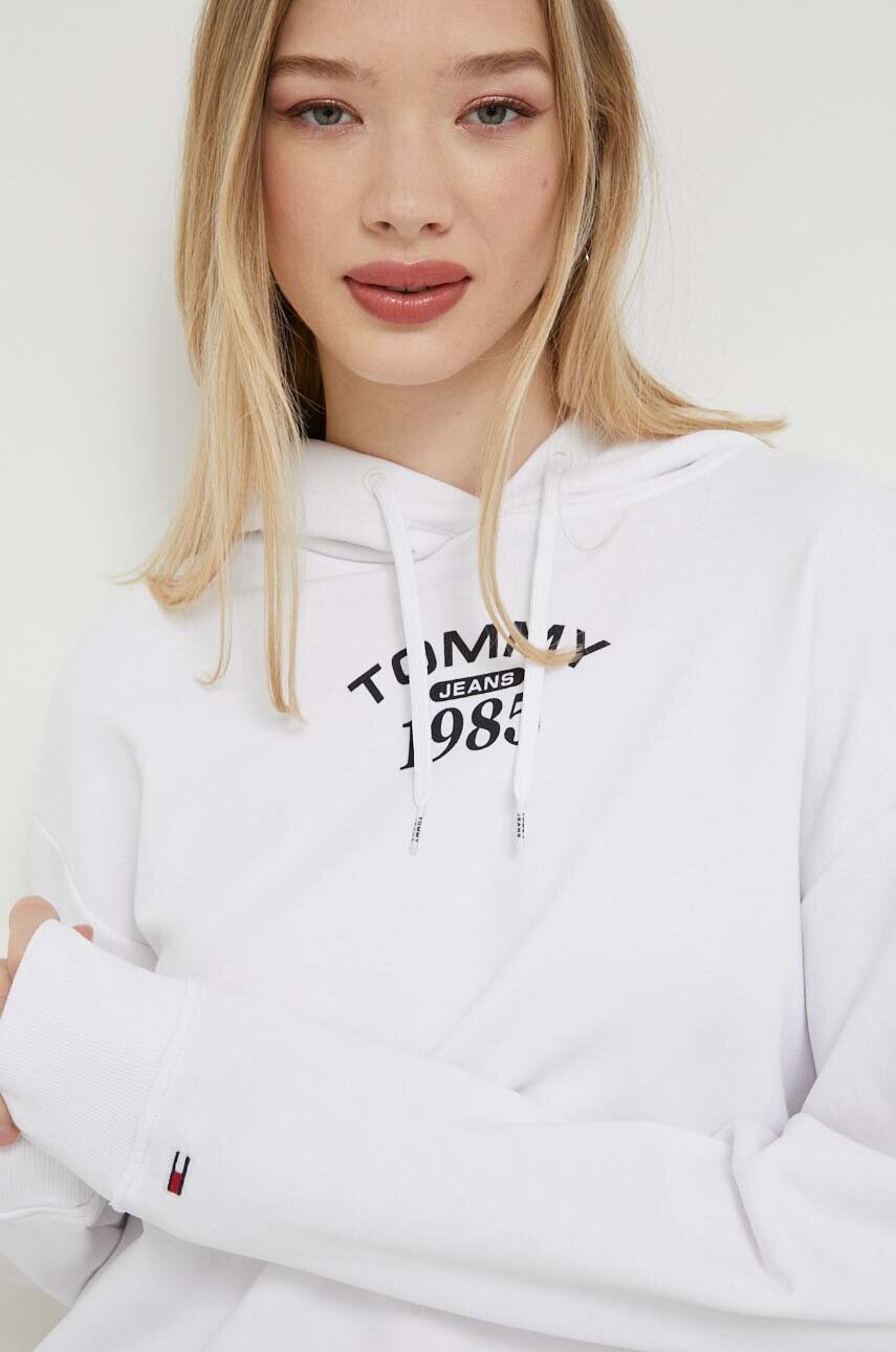 

Кофта Tommy Jeans жіноча колір білий з капюшоном з принтом