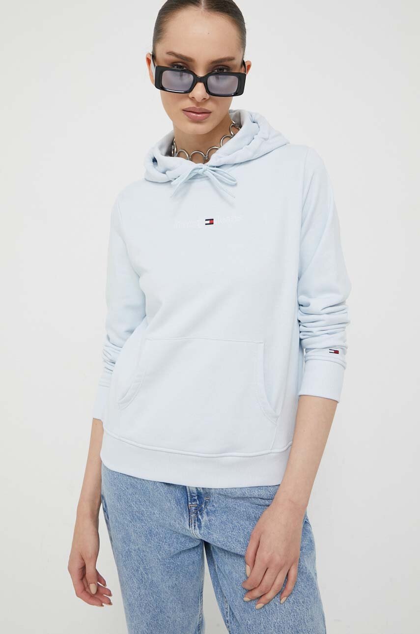 

Кофта Tommy Jeans жіноча з капюшоном однотонна