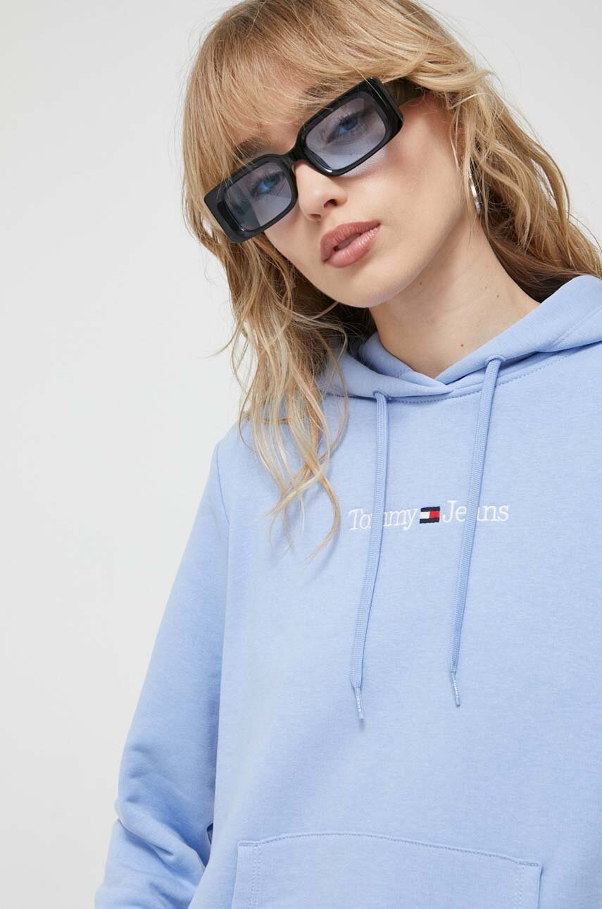 

Кофта Tommy Jeans женская с капюшоном однотонная