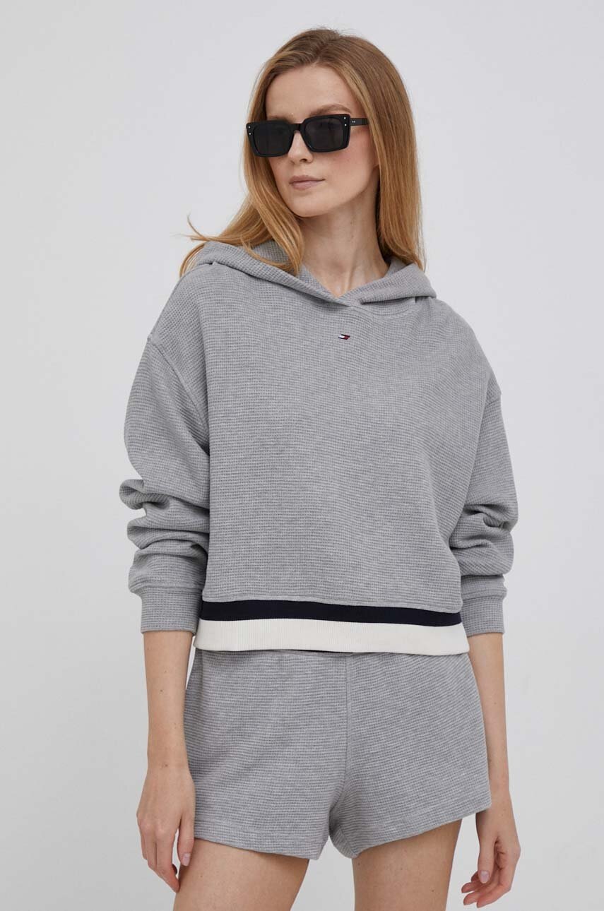 

Кофта Tommy Hilfiger женская цвет серый с капюшоном узор