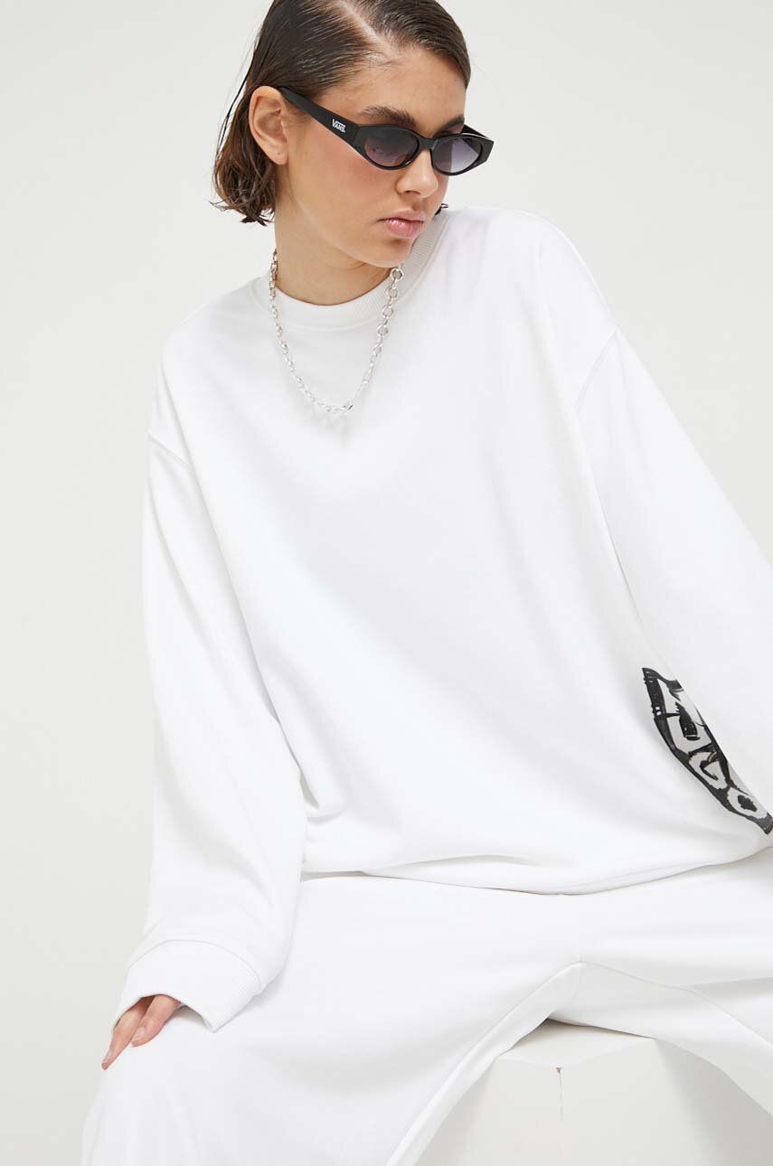 Bavlněná mikina HUGO dámská, béžová barva, vzorovaná - béžová -  Hlavní materiál: 100 % Bavlna