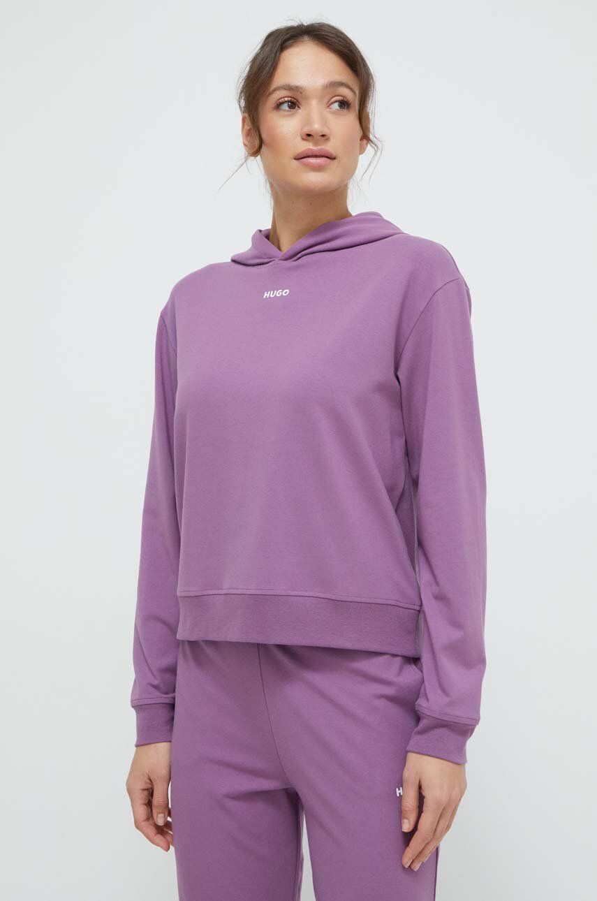 E-shop Mikina HUGO fialová barva, s kapucí
