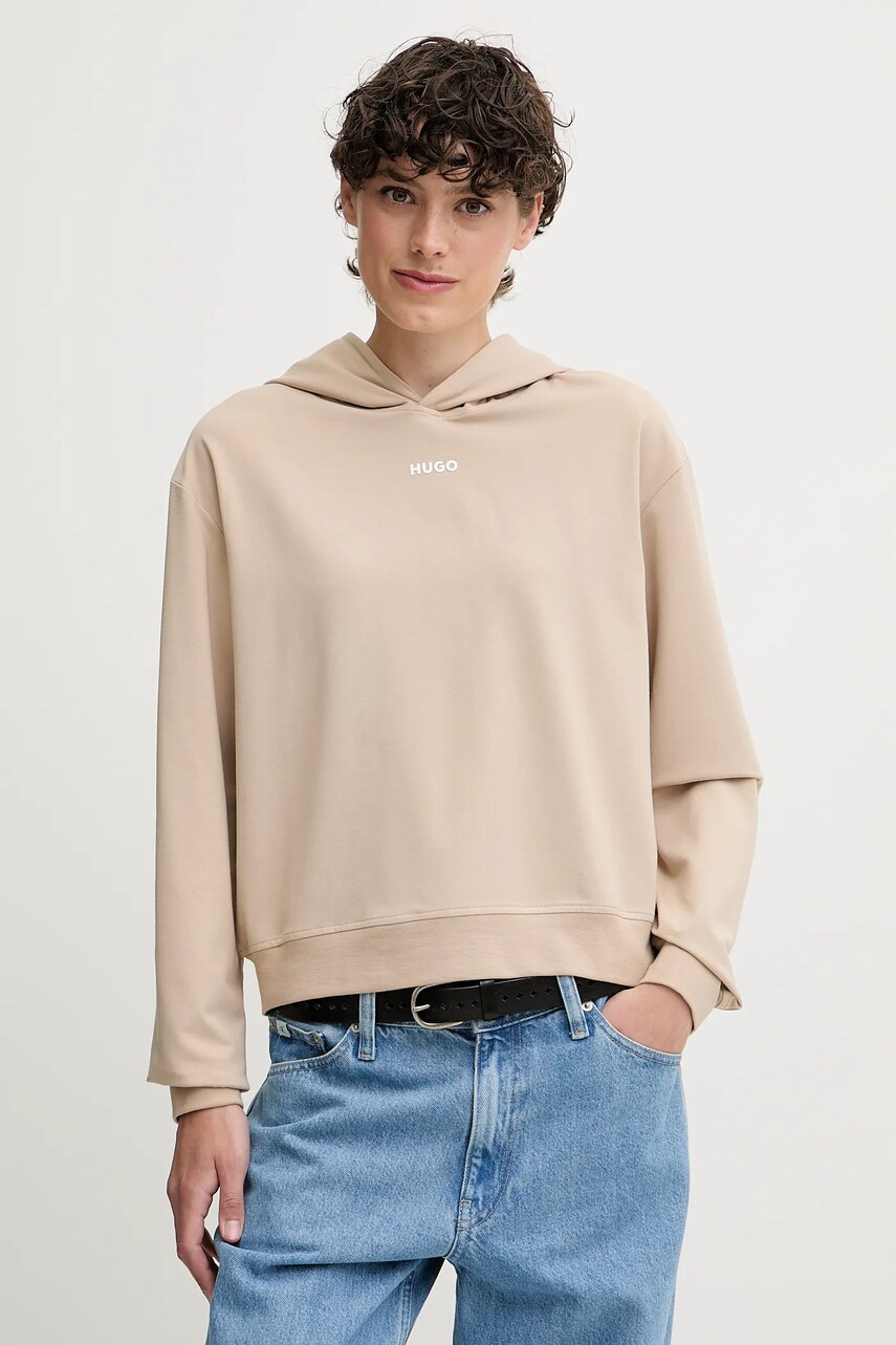 HUGO bluza lounge culoarea negru, cu gluga, uni, 50490594