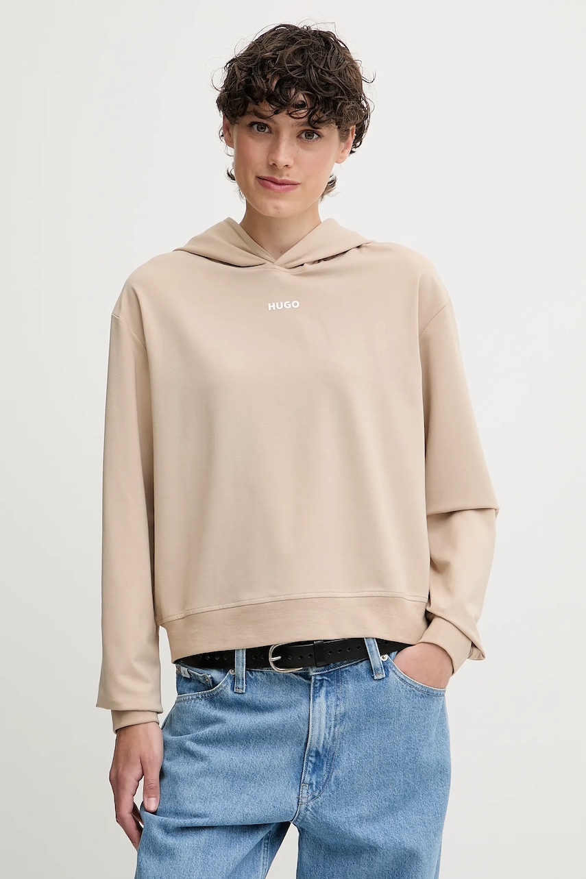 HUGO bluză lounge culoarea negru, cu glugă, uni, 50490594