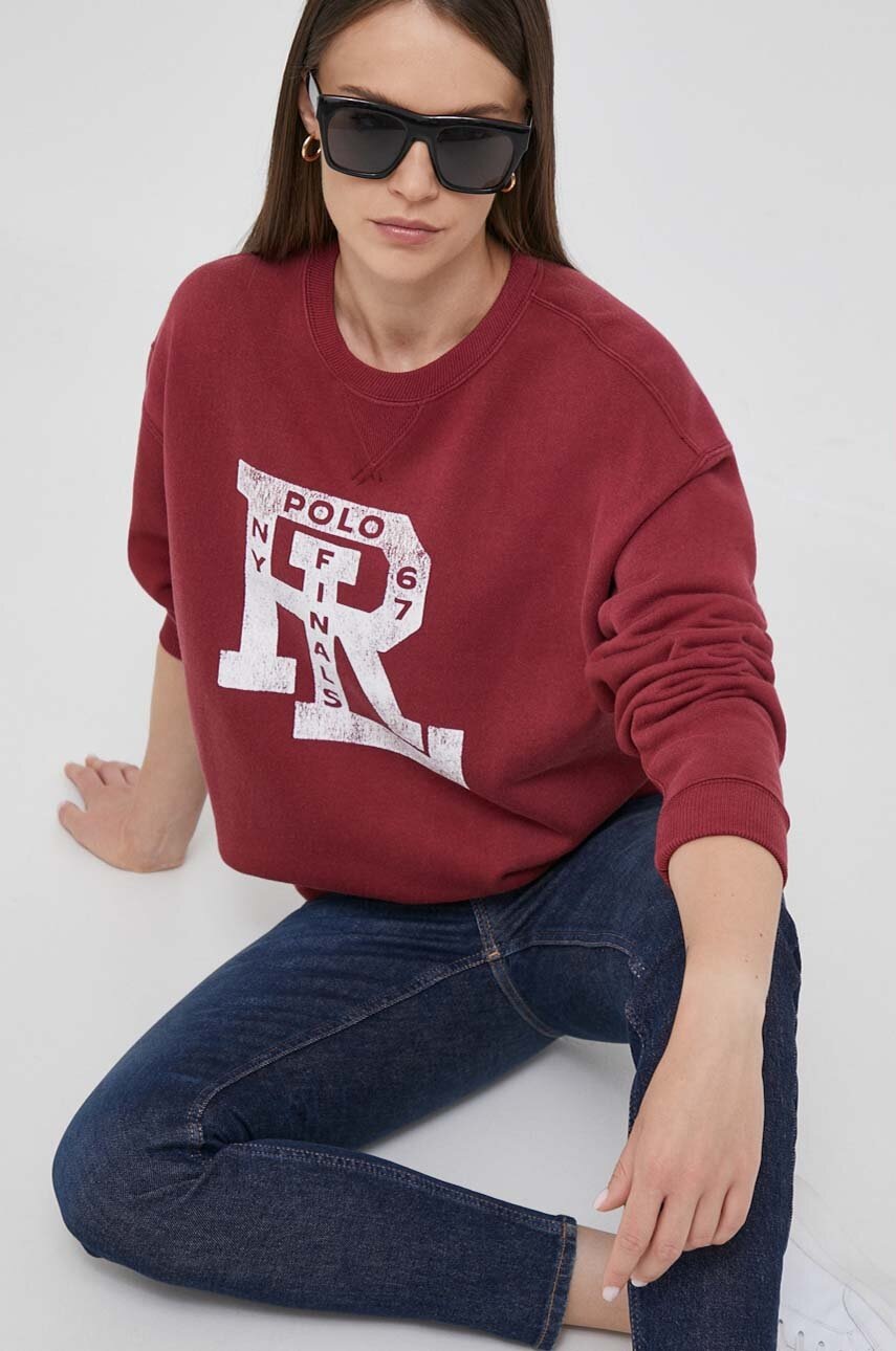 

Суичър Polo Ralph Lauren в бордо с принт