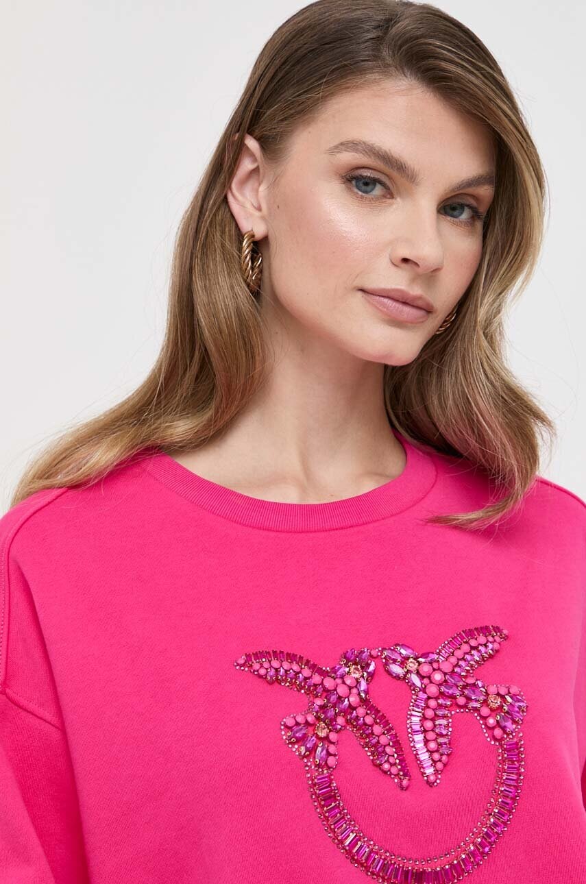 

Хлопковая кофта Pinko женская цвет розовый с аппликацией