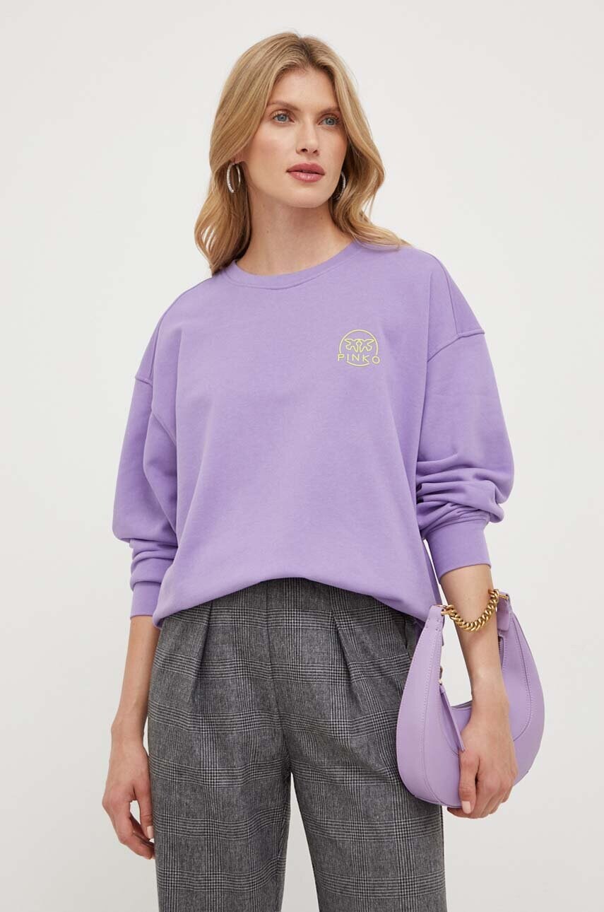 

Хлопковая кофта Pinko женская цвет фиолетовый однотонная