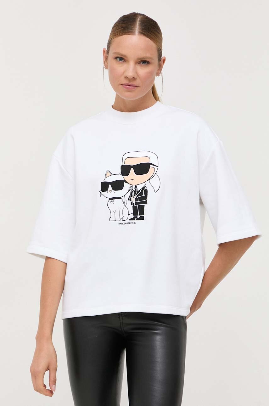 

Кофта Karl Lagerfeld женская цвет белый с аппликацией