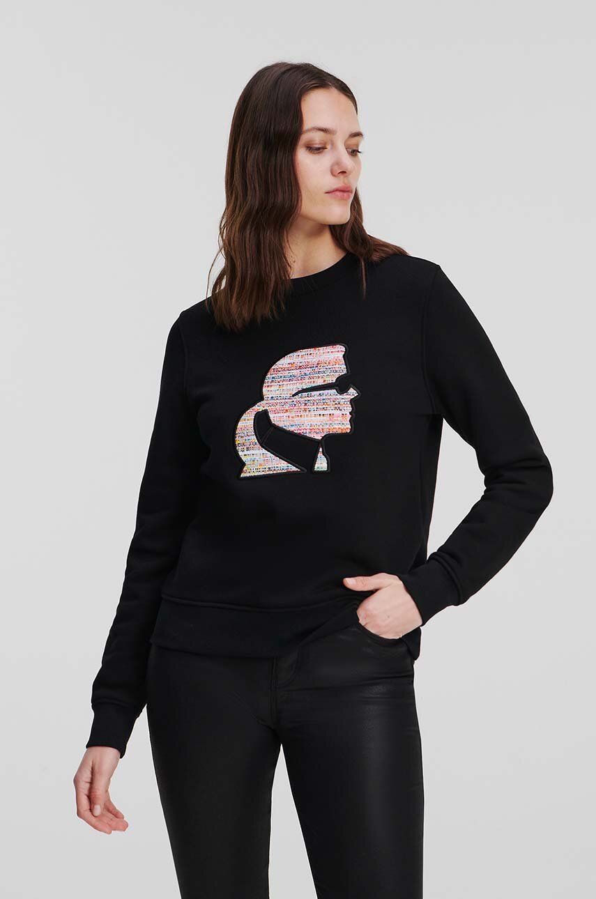 Karl Lagerfeld Bluza Femei, Culoarea Negru, Cu Imprimeu