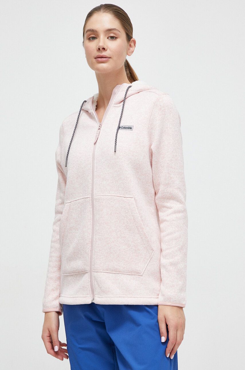 Sportovní mikina Columbia Sweater Weather růžová barva, s kapucí - růžová - Hlavní materiál: 100 % P