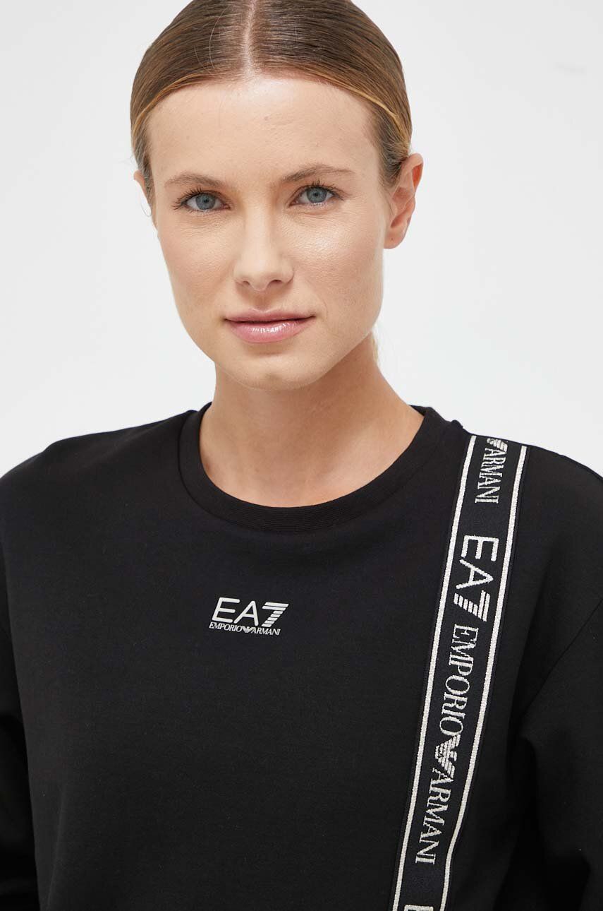 Ea7 Emporio Armani Bluza Femei, Culoarea Negru, Cu Imprimeu