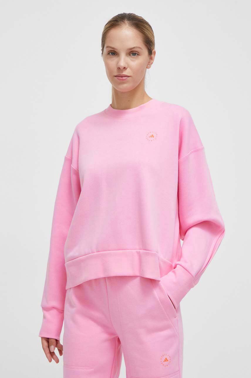 adidas by Stella McCartney bluză trening culoarea roz, cu imprimeu