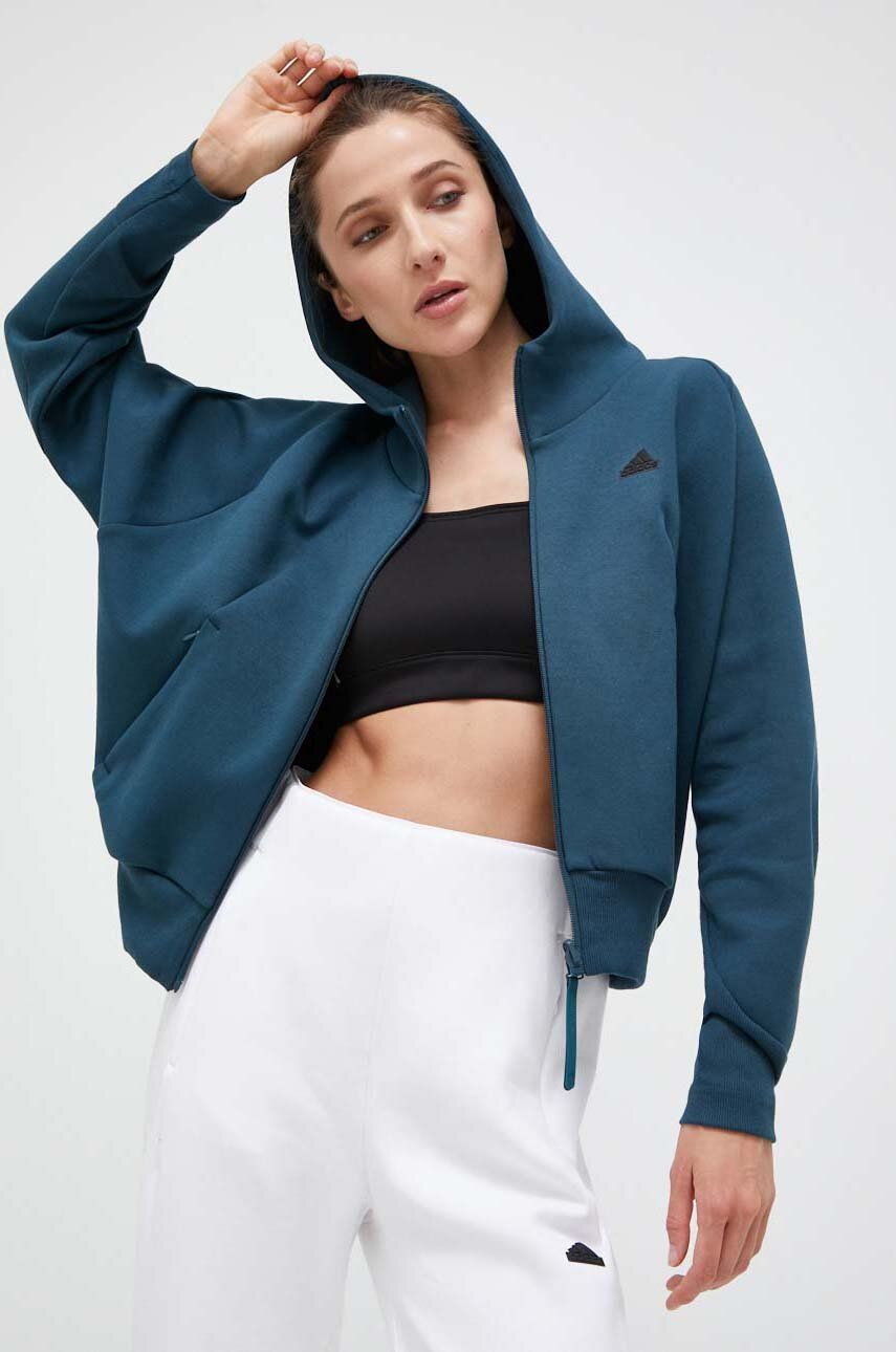 Mikina adidas Z. N.E dámská, s kapucí, hladká - modrá -  Hlavní materiál: 56 % Bavlna