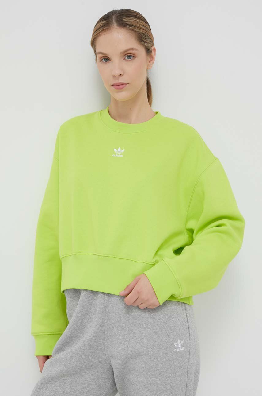 Mikina adidas Originals dámská, zelená barva, hladká - zelená -  Hlavní materiál: 70 % Bavlna