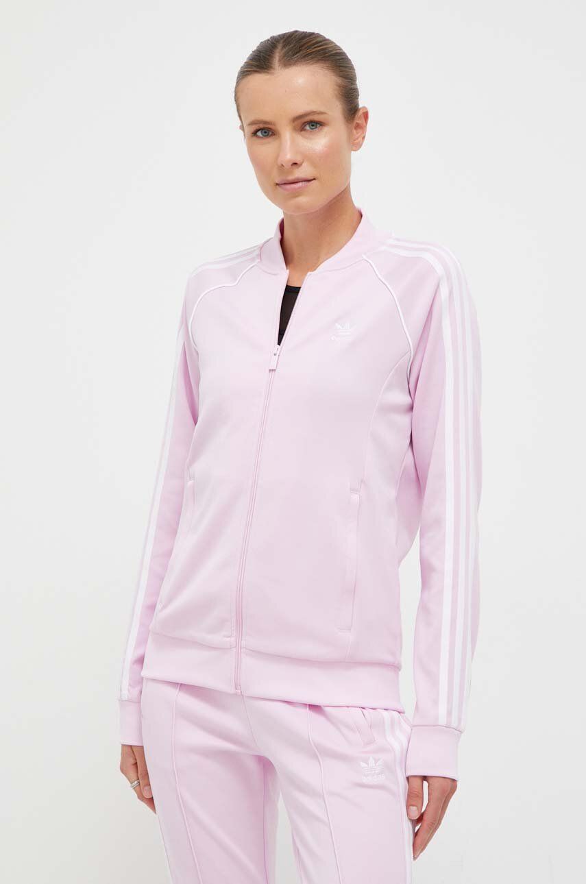 Mikina adidas Originals dámská, růžová barva, s aplikací - růžová - 50 % Bavlna